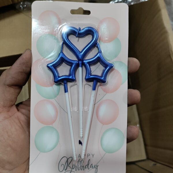 Heart n Stars stick Candles BLUE