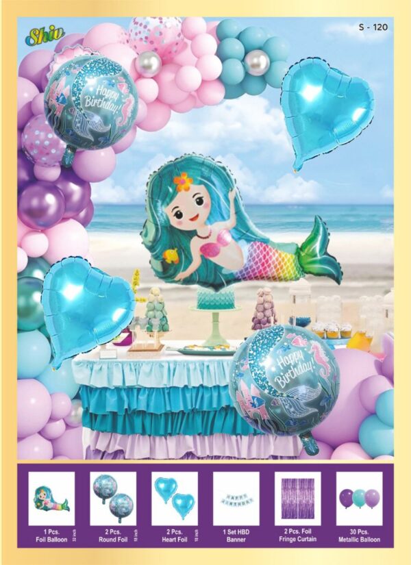 Mermaid Theme b'day Combo set