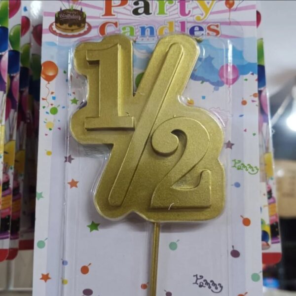 3D Metallic Candle Half Year 1/2 (Gold)