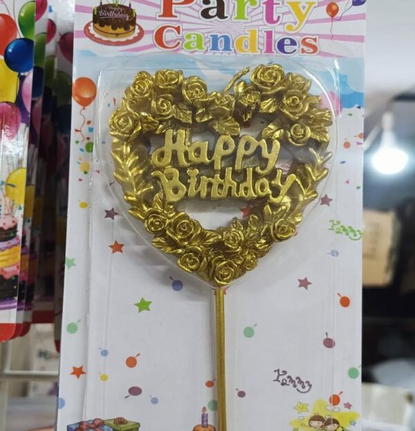 3D Metallic HBD Candle Heart (Gold)